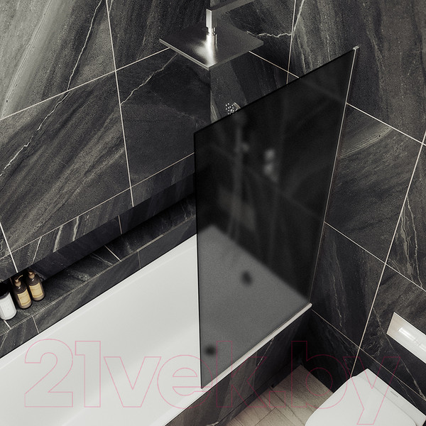 Изображение товара Стеклянная шторка для ванны MaybahGlass MGV-85-5у (графитовое матовое стекло/хром матовый)