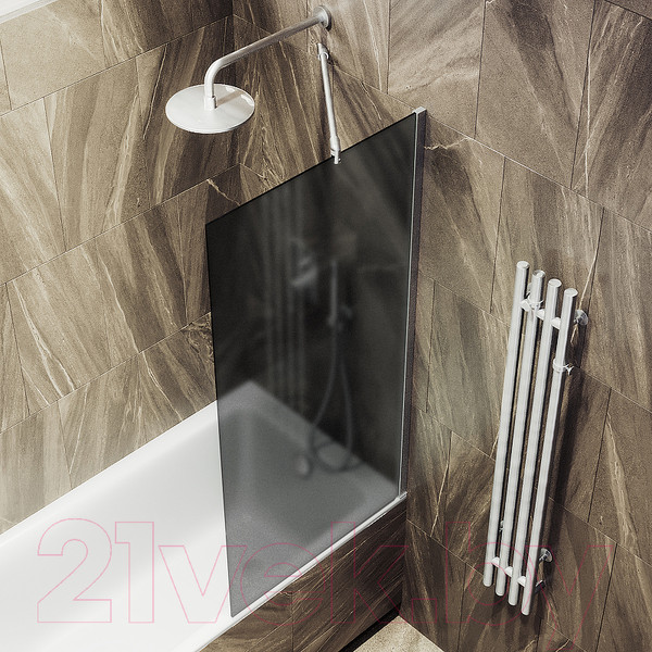 Изображение товара Стеклянная шторка для ванны MaybahGlass MGV-89-5ш (графитовое матовое стекло/хром матовый)