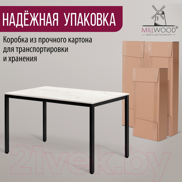 Изображение товара Обеденный стол Millwood Сеул 200x80x75 (дуб белый Craft/металл черный)