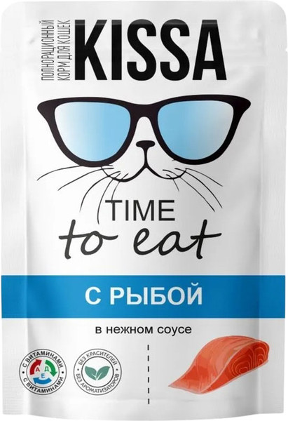 Изображение товара Влажный корм для кошек Kissa С рыбой в соусе (28x75г)