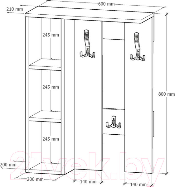 Изображение товара Вешалка для одежды Артём-Мебель СН-100.44 (бетон спаркс)
