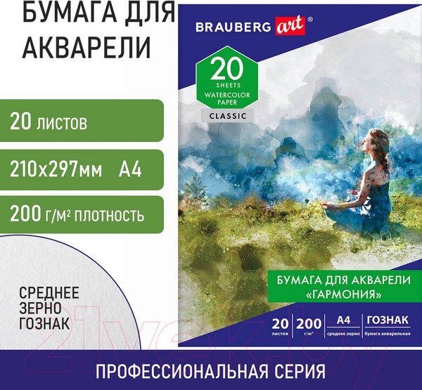 Изображение товара Набор бумаги для рисования Brauberg Art Classic. Гармония / 112320 (20л)