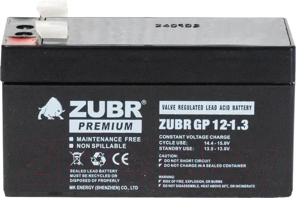 Изображение товара Аккумуляторная батарея Zubr GP 12V (1.3 А/ч)