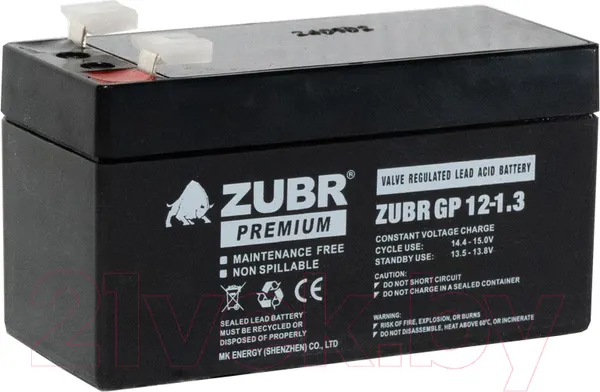 Изображение товара Аккумуляторная батарея Zubr GP 12V (1.3 А/ч)