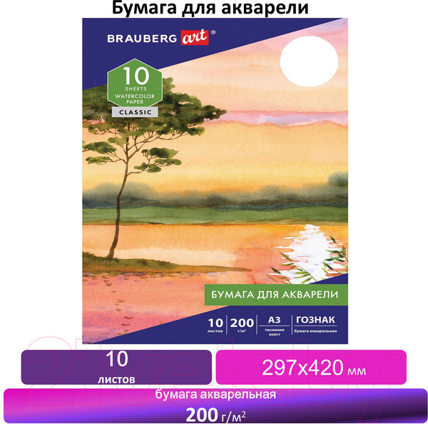 Изображение товара Набор бумаги для рисования Brauberg Art Classic. Холст / 125222 (10л)