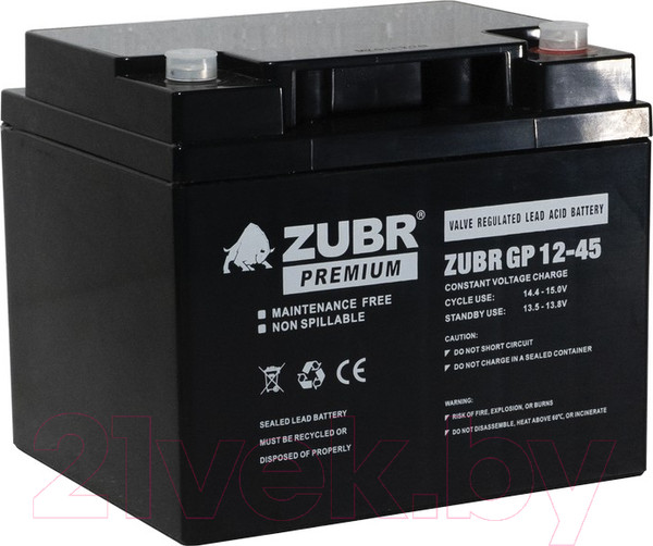 Изображение товара Аккумуляторная батарея Zubr GP 12V (45 А/ч)