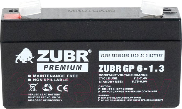 Изображение товара Аккумуляторная батарея Zubr GP 6V (1.3 А/ч)