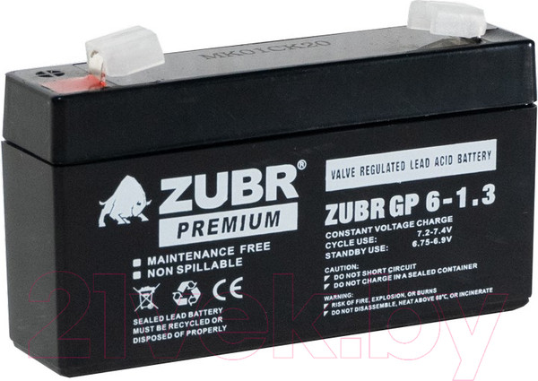 Изображение товара Аккумуляторная батарея Zubr GP 6V (1.3 А/ч)