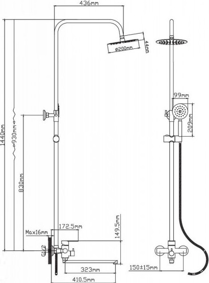 Изображение товара Душевая система со смесителем Wisent WP735-003-2