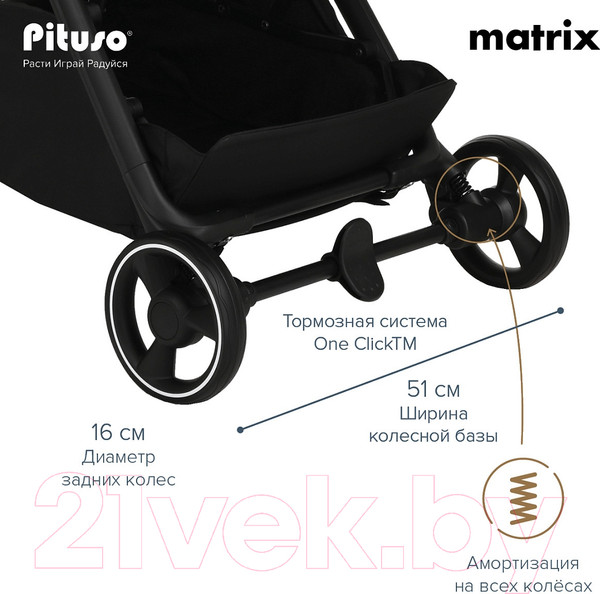 Изображение товара Детская прогулочная коляска Pituso Matrix / A19  (черный)