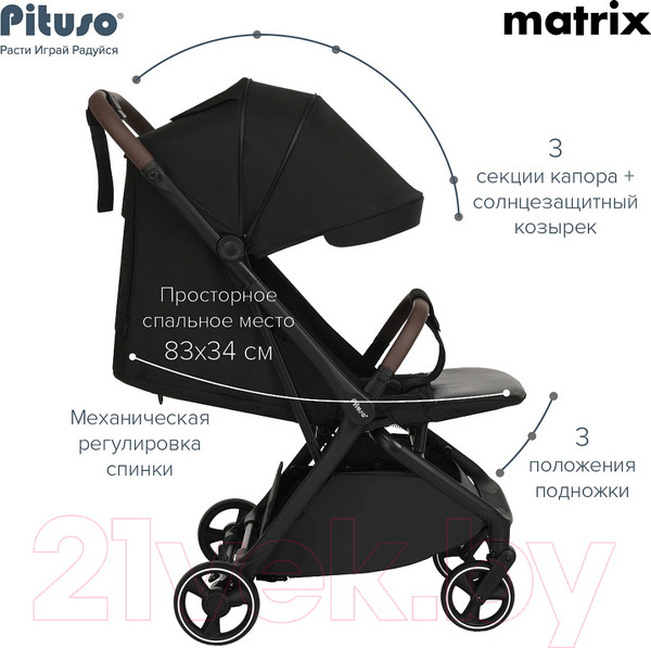 Изображение товара Детская прогулочная коляска Pituso Matrix / A19  (черный)