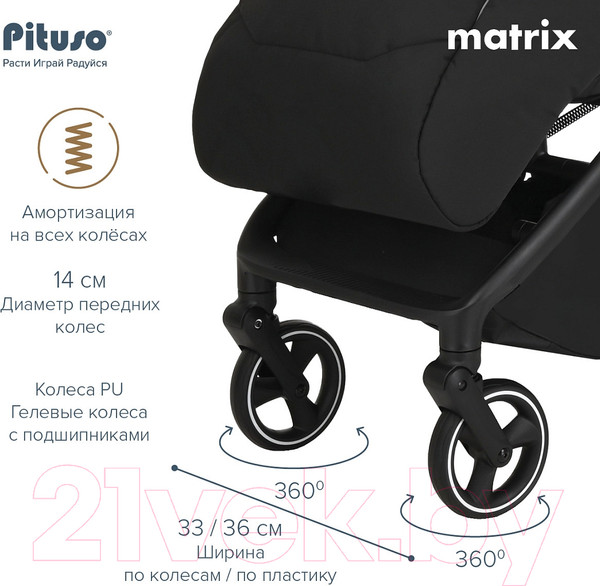 Изображение товара Детская прогулочная коляска Pituso Matrix / A19  (черный)