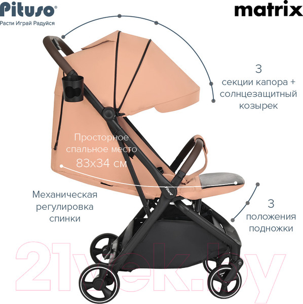Изображение товара Детская прогулочная коляска Pituso Matrix / A19 (капучино)