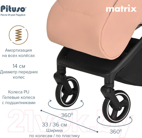 Изображение товара Детская прогулочная коляска Pituso Matrix / A19 (капучино)