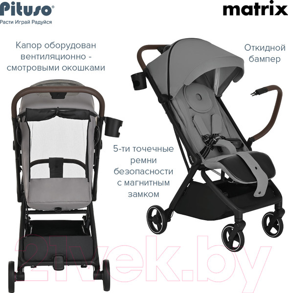 Изображение товара Детская прогулочная коляска Pituso Matrix / A19 (графит)