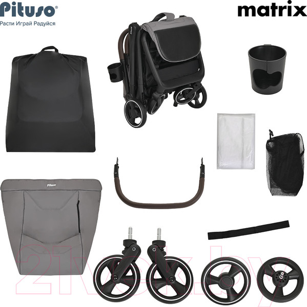 Изображение товара Детская прогулочная коляска Pituso Matrix / A19 (графит)