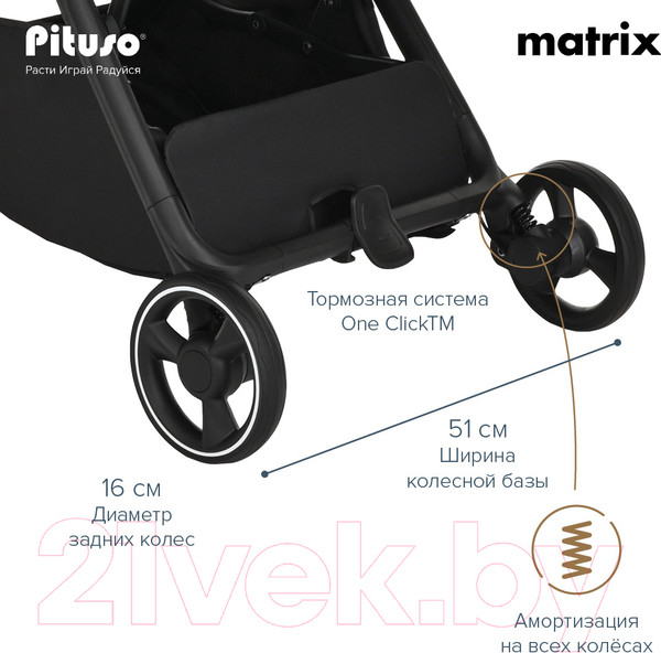 Изображение товара Детская прогулочная коляска Pituso Matrix / A19 (графит)