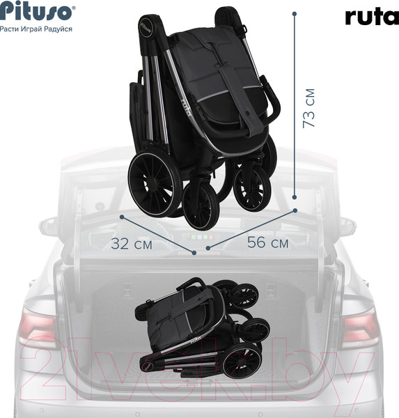 Изображение товара Детская прогулочная коляска Pituso Ruta / BD206 (темно-серый)