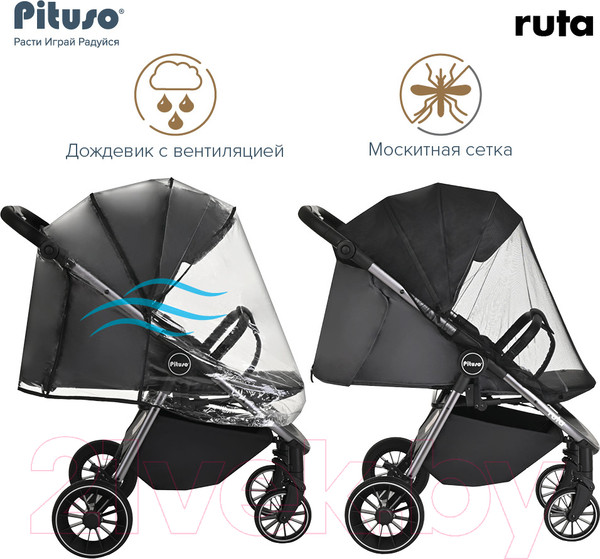 Изображение товара Детская прогулочная коляска Pituso Ruta / BD206 (темно-серый)