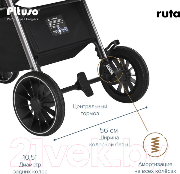Изображение товара Детская прогулочная коляска Pituso Ruta / BD206 (темно-серый)