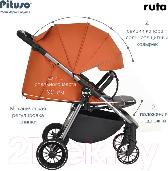 Изображение товара Детская прогулочная коляска Pituso Ruta / BD206 (оранжевый)