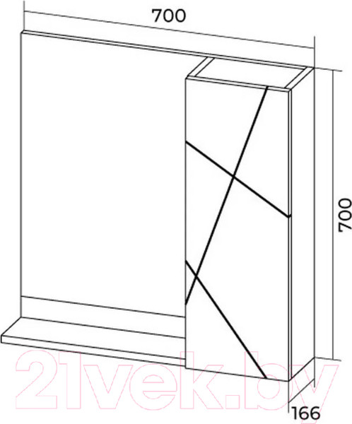 Изображение товара Шкаф с зеркалом для ванной Doratiz Фьорд 70 R / 2711.159 (дуб бунратти/цемент)
