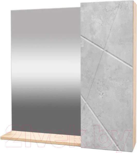 Изображение товара Шкаф с зеркалом для ванной Doratiz Фьорд 70 R / 2711.159 (дуб бунратти/цемент)