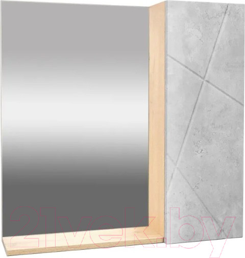 Изображение товара Шкаф с зеркалом для ванной Doratiz Фьорд 70 R / 2711.159 (дуб бунратти/цемент)