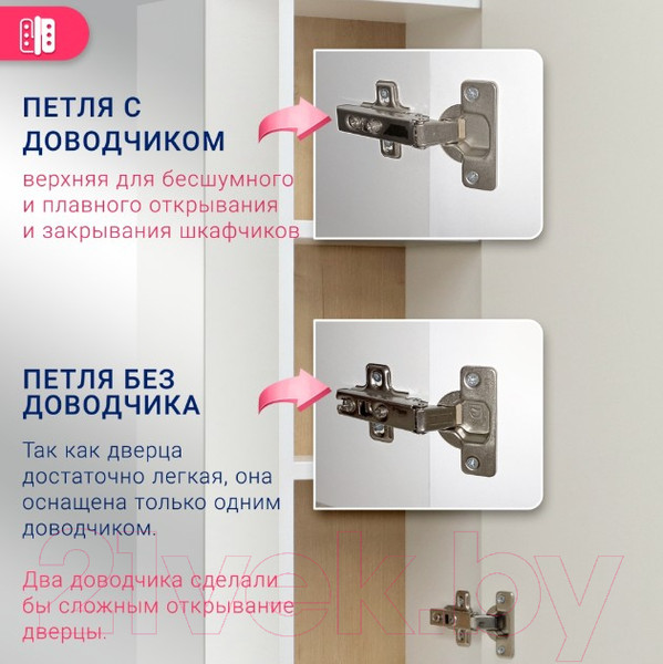 Изображение товара Шкаф с зеркалом для ванной Doratiz Фьорд 70 R / 2711.160 (белый/дуб бунратти)