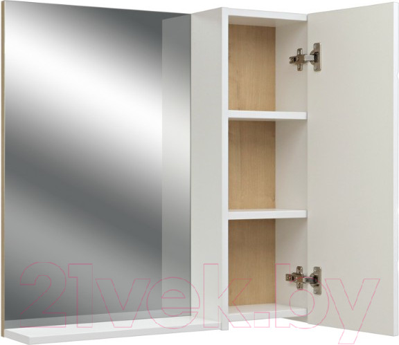 Изображение товара Шкаф с зеркалом для ванной Doratiz Фьорд 70 R / 2711.160 (белый/дуб бунратти)