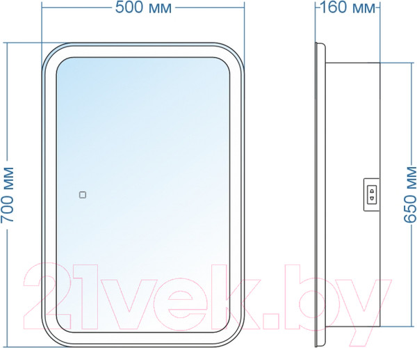 Изображение товара Шкаф с зеркалом для ванной Doratiz Аква Плюс 50 / 2711.936 (белый,с подсветкой)