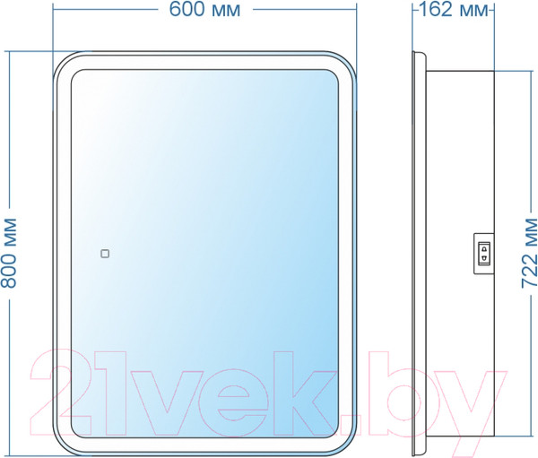 Изображение товара Шкаф с зеркалом для ванной Doratiz Аква Плюс 60 / 2711.937 (белый,с подсветкой)