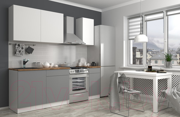 Изображение товара Кухонный гарнитур Eligard Urban 1.6 (белый/дымчатый алмаз)