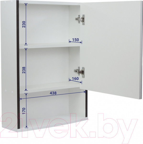 Изображение товара Шкаф с зеркалом для ванной Doratiz Астра 50 R / 2711.032 (белый/венге)