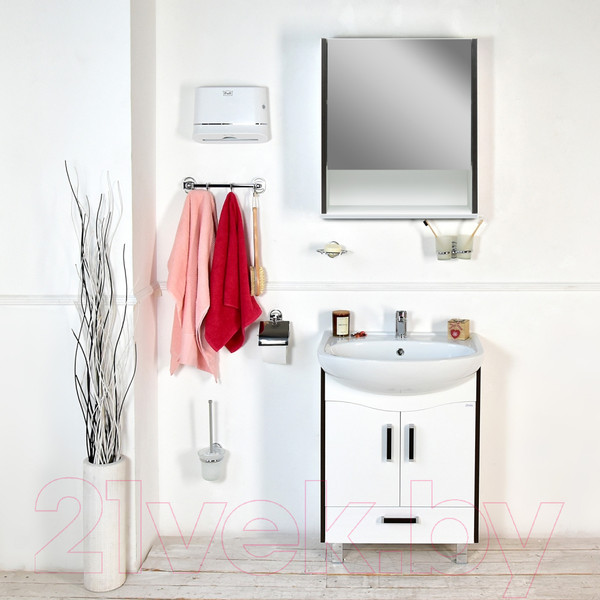 Изображение товара Шкаф с зеркалом для ванной Doratiz Астра 50 R / 2711.032 (белый/венге)