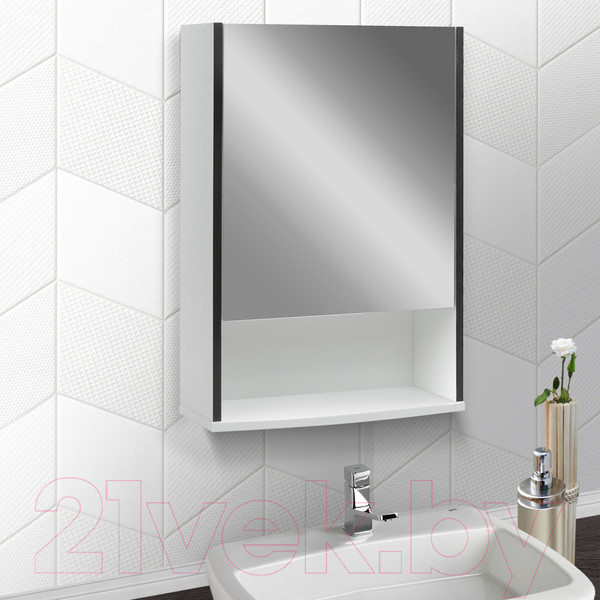 Изображение товара Шкаф с зеркалом для ванной Doratiz Астра 50 R / 2711.032 (белый/венге)