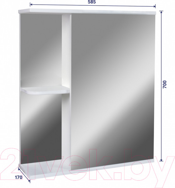 Изображение товара Шкаф с зеркалом для ванной Doratiz Венеция 60 R / 2712.210 (белый)