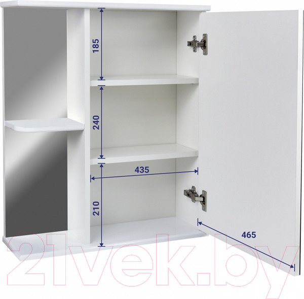 Изображение товара Шкаф с зеркалом для ванной Doratiz Венеция 60 R / 2712.210 (белый)