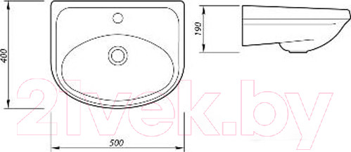 Изображение товара Умывальник Лобненский стройфарфор Браво 50 / 10/1/5/1-17
