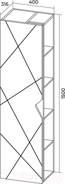Изображение товара Шкаф-пенал для ванной Doratiz Фьорд 40 L / 2712.304 (дуб бунратти/цемент, с подвесной)