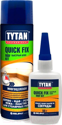 Изображение товара Клей Tytan Professional Quick Fix цианакрилатный для МДФ (200мл, прозрачный)
