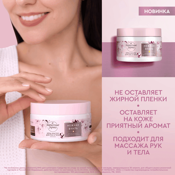 Изображение товара Крем для тела Бархатные ручки Питание Крем-масло для рук и тела (300мл)