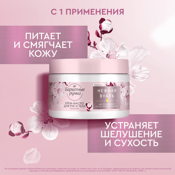 Изображение товара Крем для тела Бархатные ручки Питание Крем-масло для рук и тела (300мл)