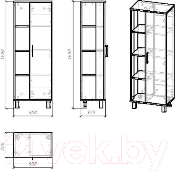 Изображение товара Шкаф-полупенал для ванной Doratiz Гавайи 50 R / 2712.301 (дуб сонома/белый)