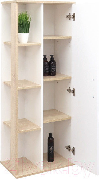 Изображение товара Шкаф-полупенал для ванной Doratiz Гавайи 50 R / 2712.302 (дуб сонома/белый, подвесная)