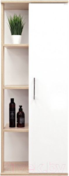 Изображение товара Шкаф-полупенал для ванной Doratiz Гавайи 50 R / 2712.302 (дуб сонома/белый, подвесная)