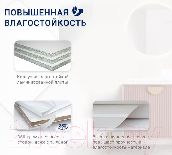 Изображение товара Шкаф-полупенал для ванной Doratiz Мальта 36 / 2712.398 (пикар,подвесная)