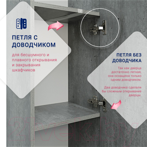 Изображение товара Шкаф-полупенал для ванной Doratiz Родос 36 / 2712.399 (метрополитан грей,подвесная)