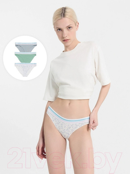 Изображение товара Комплект женских трусов Mark Formelle 412298-3 (р.98, акварельные веточки на молочном)