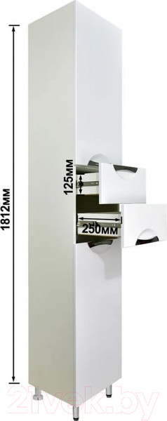 Изображение товара Шкаф-пенал для ванной Doratiz Афина 35 L / 2712.291 (белый,напольный)